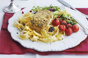 Walnuss-Pesto-ZopfSteinbeißerfilet mit Maronenhaube