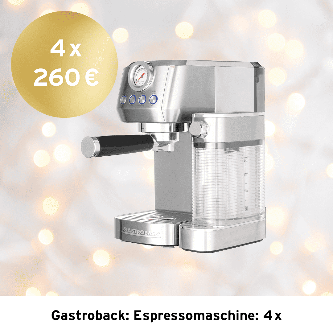 Gewinnen Sie mit etwas Glück 4x eine Espressomaschine von Gastroback