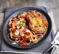 Schnitzel mit Spaghetti Napoli