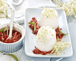 Quarkmousse mit Erdbeer-Minz-Salsa