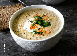 Käse-Porree-Suppe mit Hackfleisch